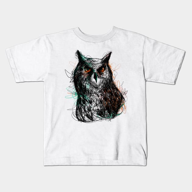 Glide Through The Dark Times - Owl Print Kids T-Shirt by Jamille Art